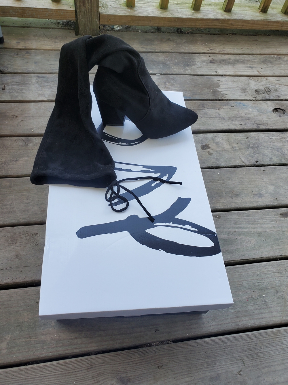 Women's Black Suede Over-the-Knee Block Heel Boots